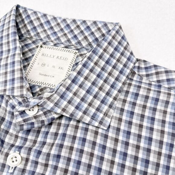 Billy Reid Button Down Shirt Men’s Size Medium Blue Checks Career Casual Office - Picture 4 of 10